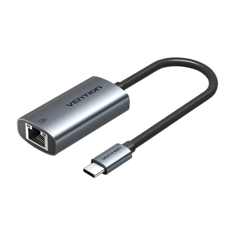 USB-C till Gigabit Ethernet-adapter med aluminiumhöljen, Vention-logo