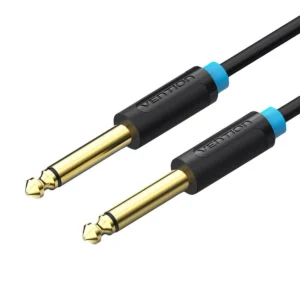 Svart telekabel 6,35 mm TS med guldpläterade kontakter