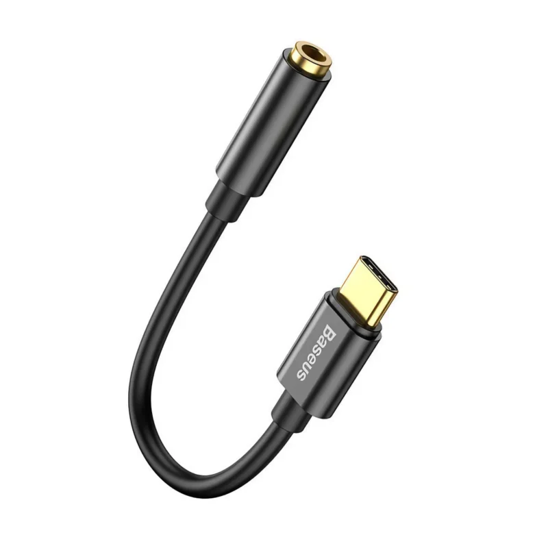 Svart USB-C till 3.5mm adapter, rak