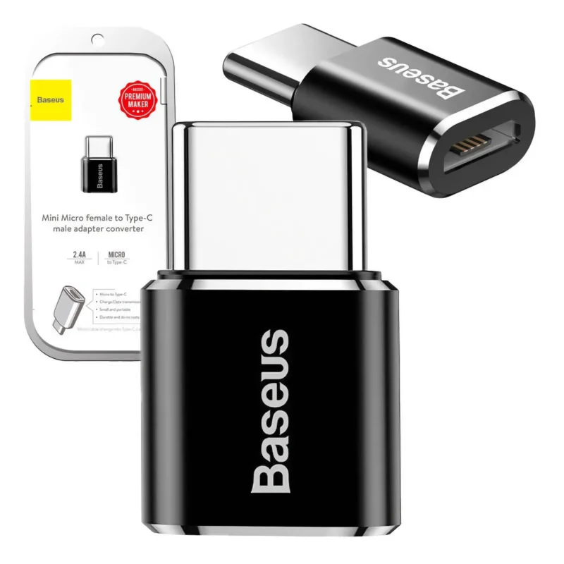 Svart Micro-USB till USB-C-adapter, förpackning