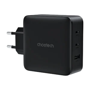 Svart GaN-väggladdare med 2 USB-C + 1 A-kontakt