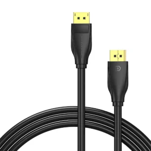 Svart DisplayPort-kabel med guldpläterade kontakter
