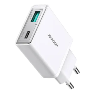 Kompakt vit mobilladdare med USB-C och USB-A-port
