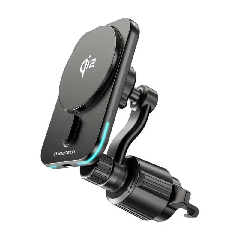 MagLeapWirdess-Choetech-Qi2-15W-fast-car-charger-48579_1 Qi2-hållare med MagSafe för bil, svart med blå ljuseffekt