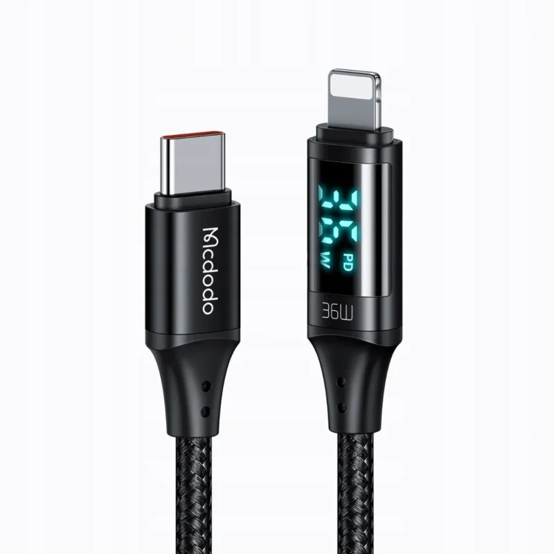 McDodo-phone-cable-DIGITAL-PRO-USB-C-for-iPhone-20W-1-2m-black-25_12 USB-C till Lightning-kabel med display som visar effekt i Watt, svart