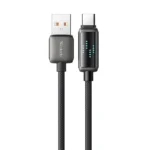 Svart flätad USB-A till C-kabel med LED-effekt