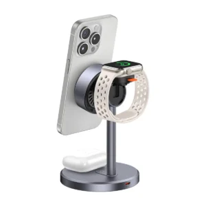 Laddningsstativ 3-i-1 laddare med MagSafe, laddar ansluten iPhone, Apple Watch, AirPods,