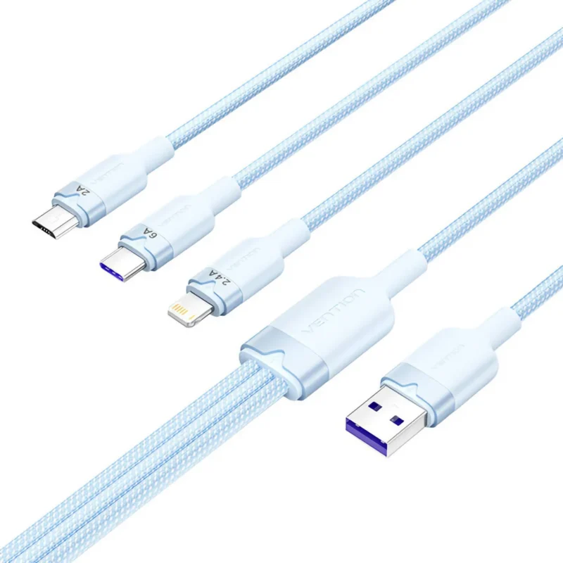 USB-2-0-A-to-3-in-1-6A-cable-Vention-CTRLG-1-5M-blue-49818_1 Blå 3-i-1 USB-kabel med USB-C, Micro-USB och Lightning-kontakter