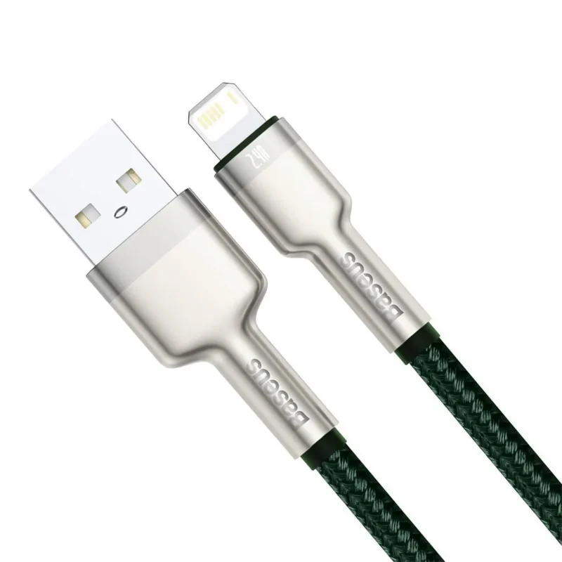 Grön USB-A till Lightning-kabel med aluminiumkontakter