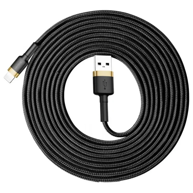 Lång USB till Lightning-kabel svart