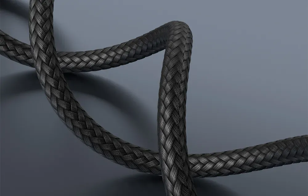 Svart flätad USB-kabel