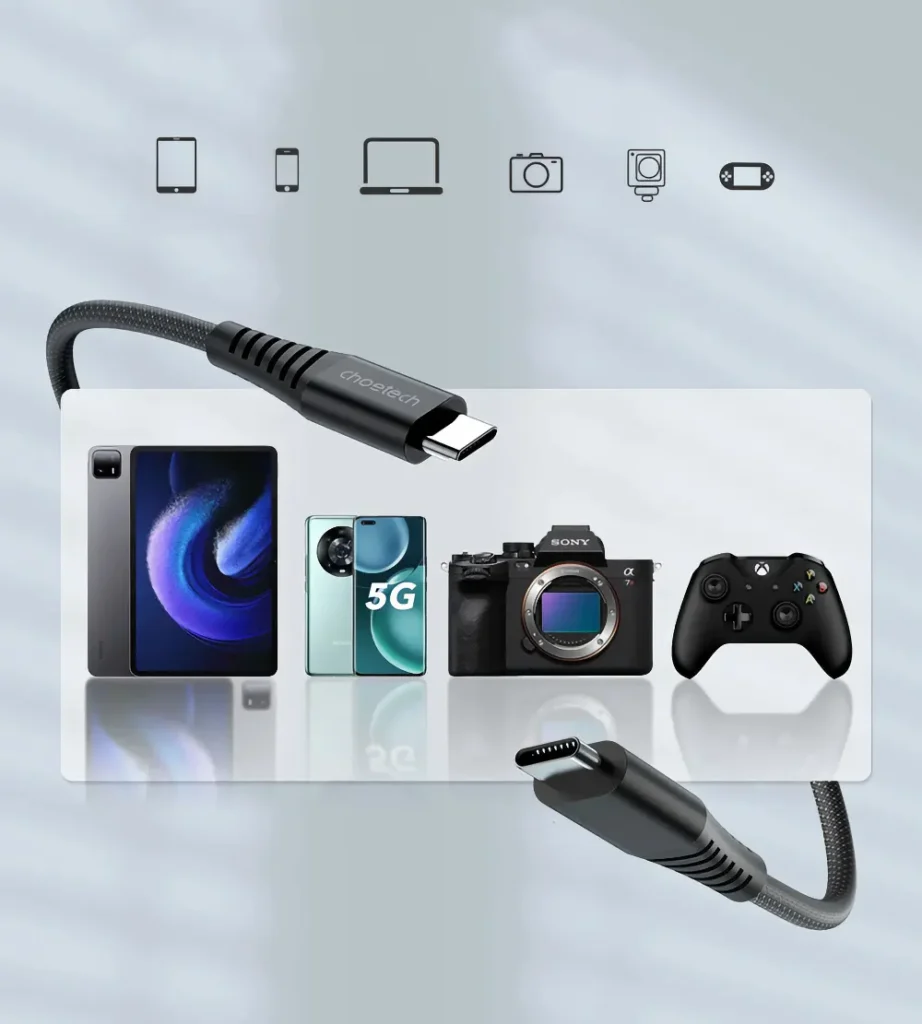 Flätad svart USB-C till C-kabel magnetisk, användningsområden