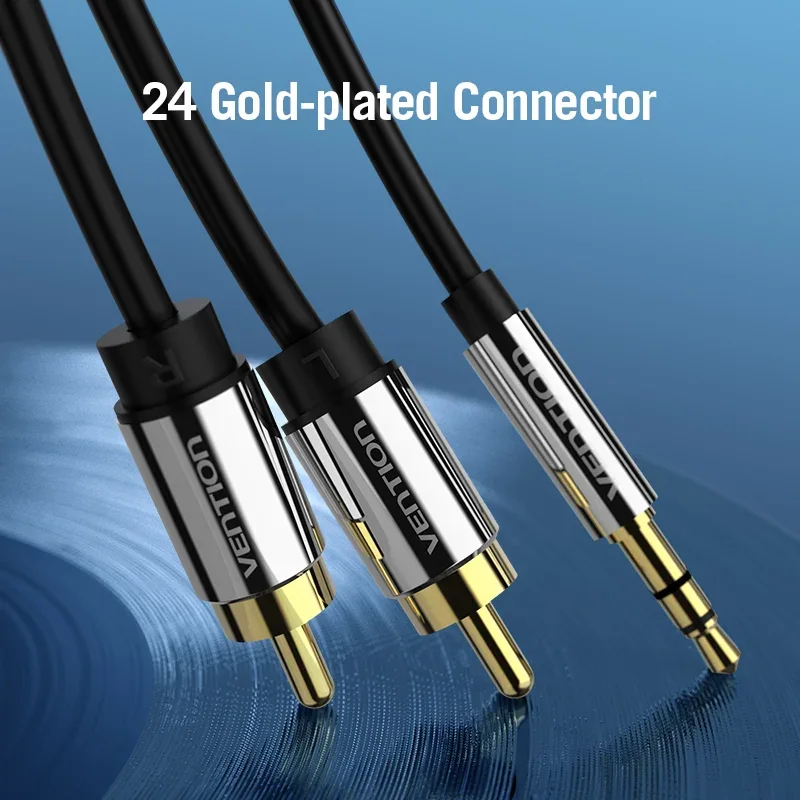 3,5 mm AUX till RCA-kabel med guldpläterade kontakter