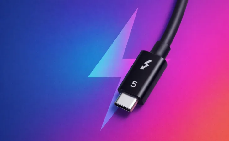 Thunderbolt-kontakt mot blixtlogo och gradient