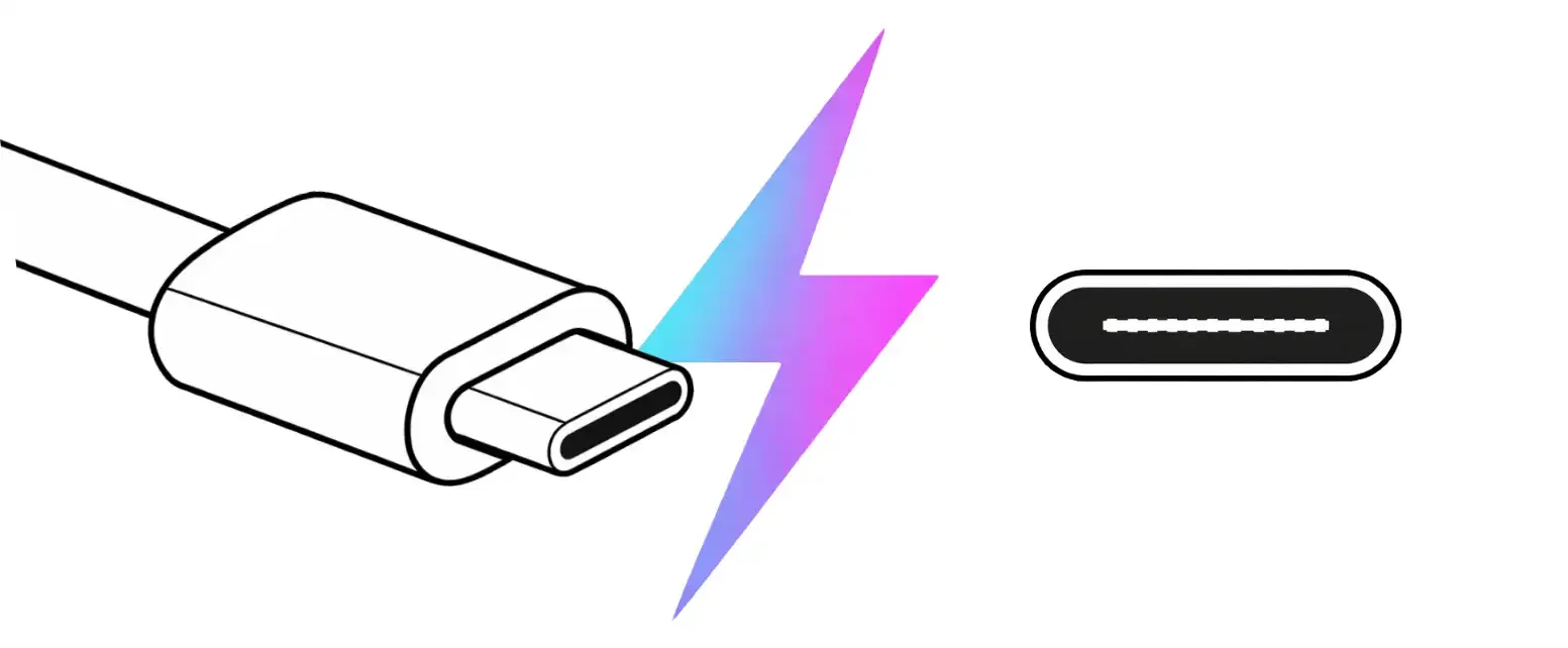 Illustration av USB-C-kontakt och USB-C-port