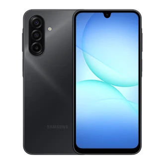 Galaxy A17, svart, fram- och baksida