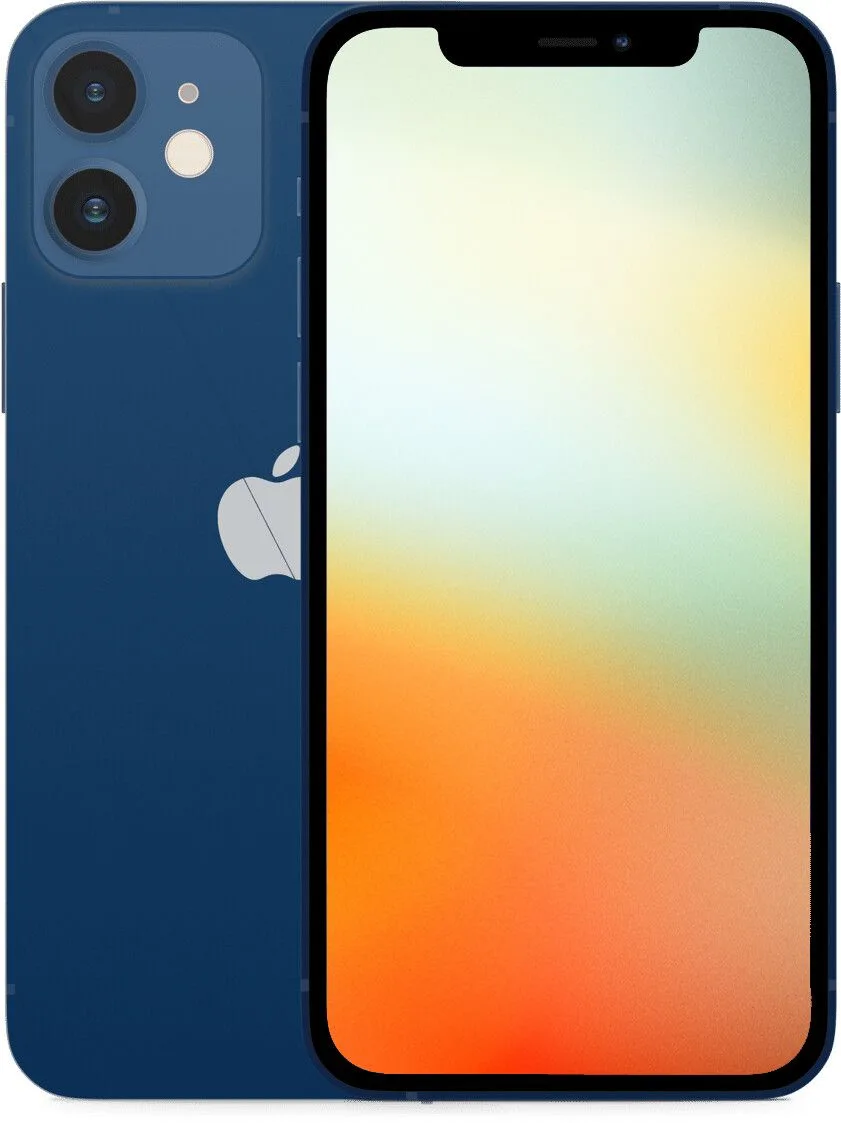 iPhone 12 mini, blå, fram- och baksida