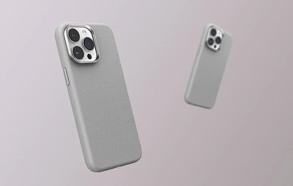 MagSafe-skal för iPhone 15 i grått PU-läder