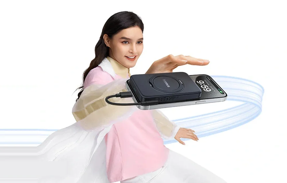 Baseus PicoGo laddar en iPhone via USB-C-kabel