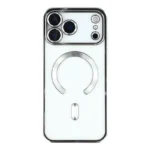 Transparent MagSafe-skal med silverkant för iPhone 17 Pro
