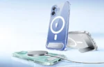 Transparent Torras Pstand MagSafe-skal med ställ för iPhone 16 Pro Max